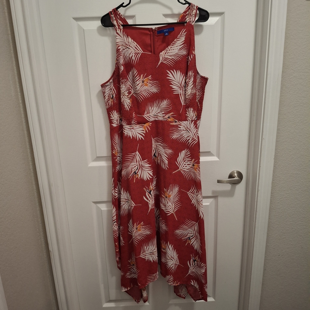 APT 9 XXL‎ Red Tropical Hanky Hem Fit & Flare Vacation Asymmetric Dress